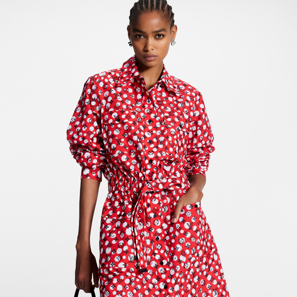 Louis Vuitton LV x YK Infinity Dots Monogram shirt neck Dress